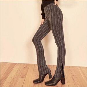 Reformation Largo Metallic Stripe High Rise Split Hem Pull-On Pants Medium